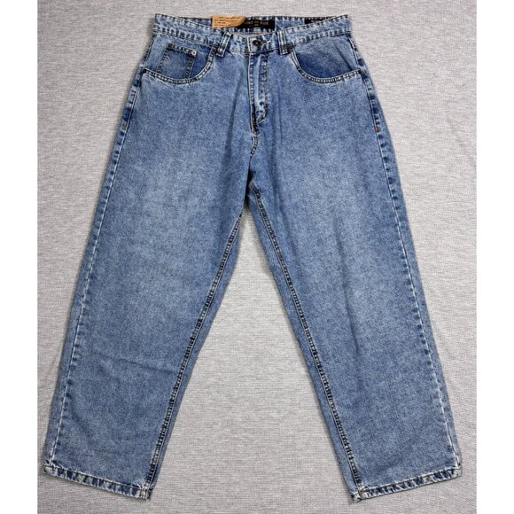 Ring of Fire Mens Blue Denim Jeans Droopy Drop Crotch Relaxed Size W33 L30 NEW - Picture 1 of 13